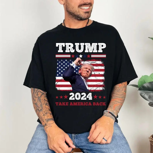 Trump Fist Pump Shot At T-Shirt, Trump 2024, Trump for President T-Shirt, Trump Hero, Trump Survives Rally, Trump Injured, Save America