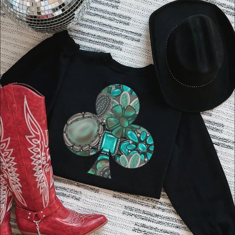 Turquoise Club Crewneck sweatshirt, graphic tees women, western outfits women, western tops clothing, rodeo cowgirl outfits women, country concert outfits, shirt, sweatshirt, hoodie