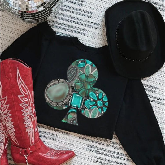 Turquoise Club Crewneck sweatshirt, graphic tees women, western outfits women, western tops clothing, rodeo cowgirl outfits women, country concert outfits, shirt, sweatshirt, hoodie
