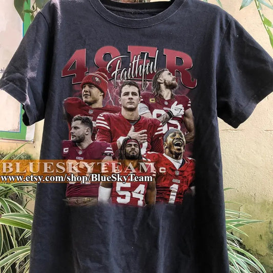 Vintage 90s Graphic Style 49er Faithful T-Shirt, Purdy - Kittle - Warner - Debo - McCaffrey - Bosa Shirt, American Football Fans Gift Graphic Tee Tops Underwear Crewneck Menswear T Shirt