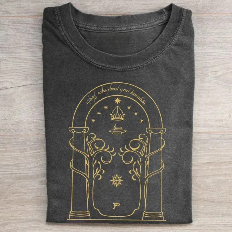 Vintage Durin's Door Graphic Tee - Lord of The Rings - The Hobbits - LOTR - Middle Earth - The Fellowship of The Ring Menswear Top