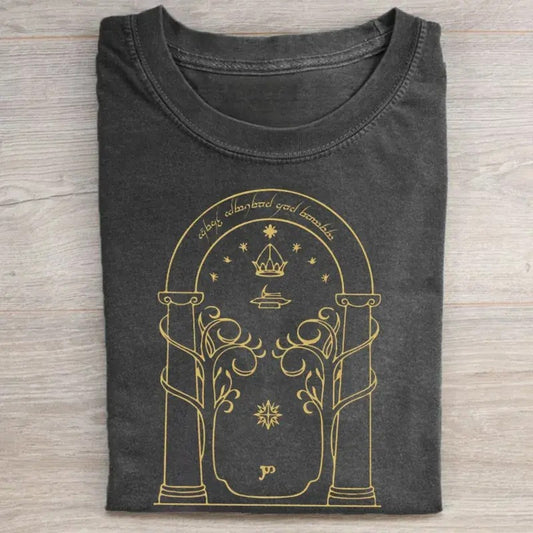 Vintage Durin's Door Graphic Tee - Lord of The Rings - The Hobbits - LOTR - Middle Earth - The Fellowship of The Ring Menswear Top