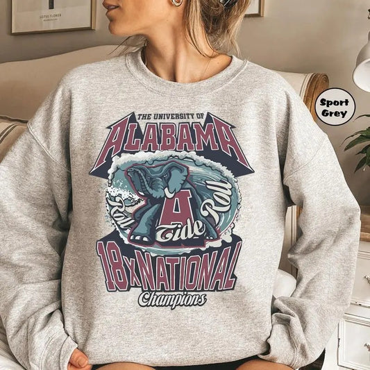 Vintage NCAA Alabama Crimson Tide Sweatshirt, Graphic National Champions Shirt, Championship Final Four Tee, Gift For NCAA Fan