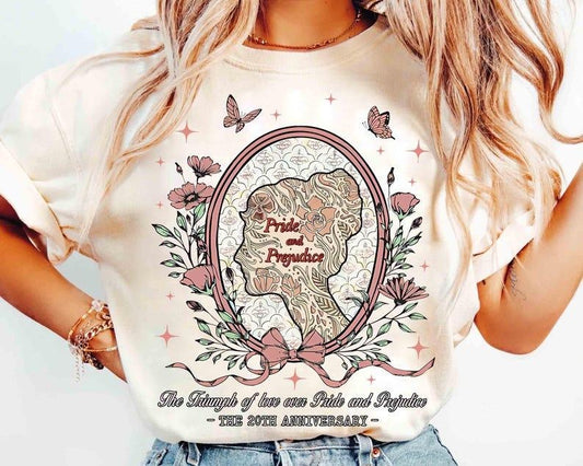 Vintage Pride and Prejudice Floral Shirt, Elizabeth Bennet Inspired Shirt, Obstinate Headstrong Girl Tee, Mr Darcy Book Lover Gift, Bookish
