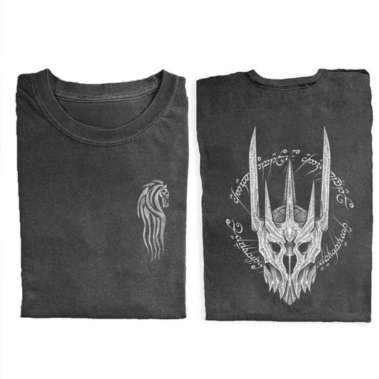 Vintage Sauron Rings of Power Double Sided Graphic Tee - The Lord of The Rings Movie Shirt - Menswear, Top Hoodie Tshirt