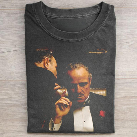 Vintage Vito Corleone Graphic Tee - The Godfather Movie Shirt - Mario Puzo - Marlon Brando - Iconic Movie Scene Shirt Crewneck Tshirt Menswear Top