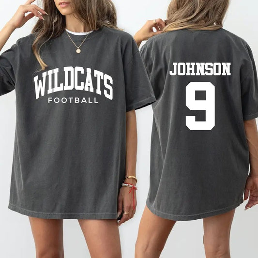 Vintage Wildcats Football Shirt Jonhsonnn 90 Tee Football Team Name and Number Shirt Game Day Shirt Top Classic Menswear