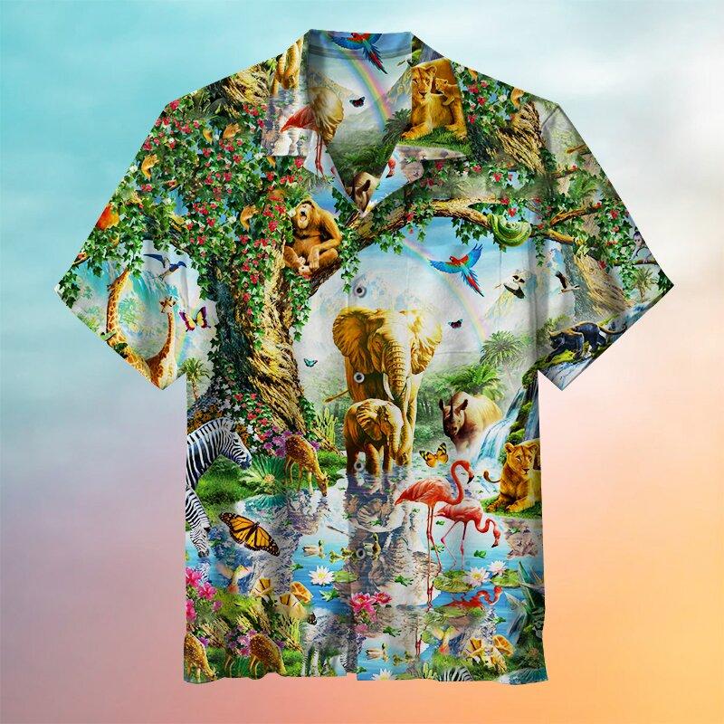 Vintage Zoo Painting Art Hawaiian Shirt Hw6666