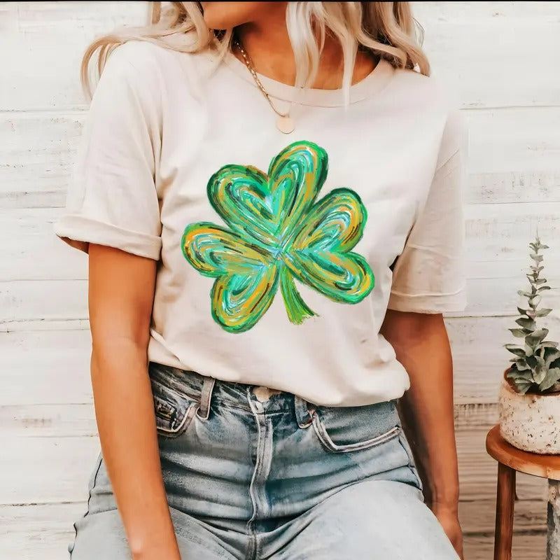 Watercolor Shamrock Bella Canvas T-Shirt Hoodie Sweatshirt | TeeSparky.com