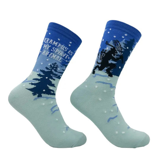 Women's Krampus Is My Spirit Animal Socks Funny Sarcastic Christmas Novelty Footwear Funny Graphic Socks Comfortable Fitted Spandex Cotton