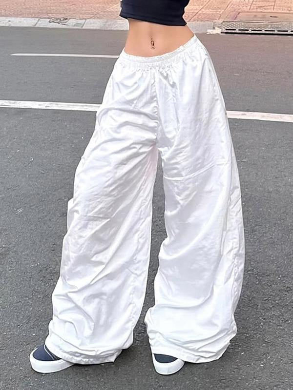 Women's Solid Wide Leg Pants, Casual Comfy Trousers for Daily Wear, Ladies Bottoms for All Seasons Shirt Hoodie Sweatshirt