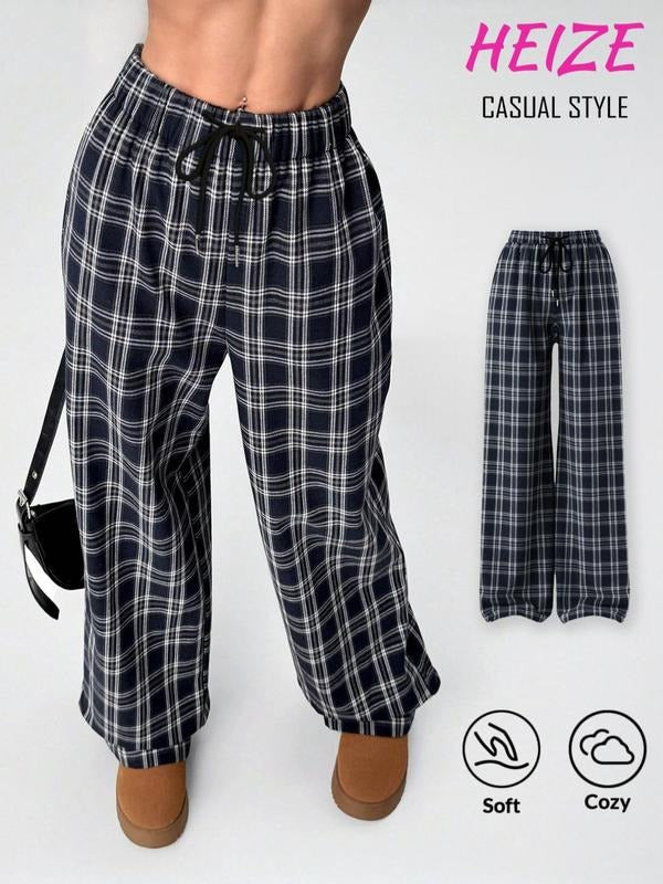Women's Striped Print Pocket Wide Leg Pants, Casual Comfy Trousers for Daily Wear, Ladies Bottoms for All Seasons Shirt...