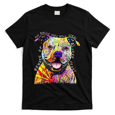 Beware of Pit Bulls They Will Steal Your Heart Funny Dogs T-Shirt Hoodie Sweatshirt | TeeSparky.com