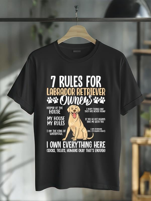 cotton 7 Rules For Labrador Retriever Owners T-Shirt casual Fashion graphic tees for women Hoodie Sweatshirt | TeeSparky.com