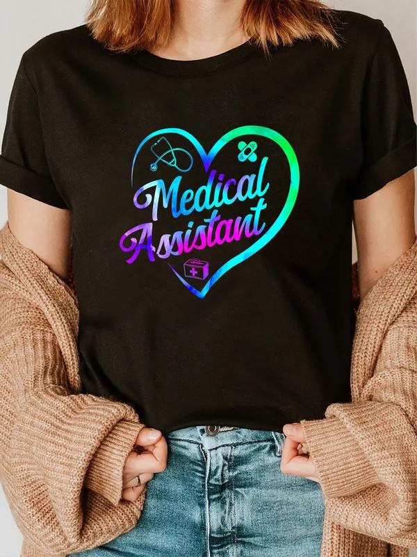 cotton Certified Medical Assistant Watercolor Heart CMA T-Shirt casual Fashion graphic tees women Hoodie Sweatshirt