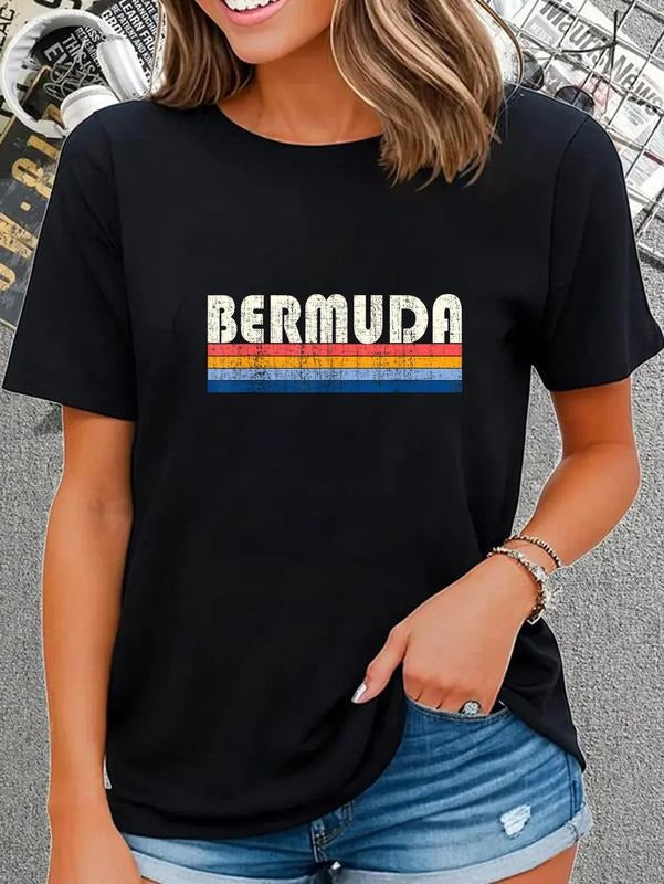 cotton Vintage 70s 80s Style Bermuda T-Shirt T-Shirt casual Fashion graphic tees women Hoodie Sweatshirt | TeeSparky.com