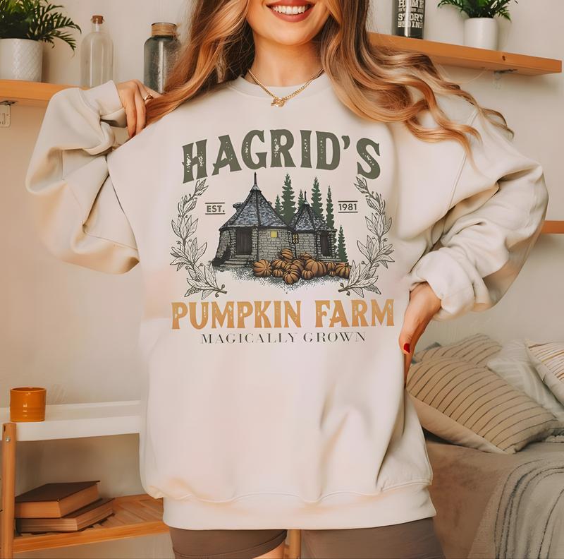 Hagrid's Pumpkin Patch Shirt - Sweatshirt - Hoodie, Vintage Fall Shirt, Retro Halloween T-Shirt, Pumpkin Patch Sweatshirt, Wizard Halloween Shirt, Spo