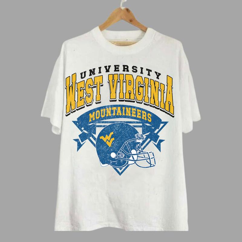 West Virginia Mountaineers Vintage Football NCAA Sweatshirt - Tshirt - Hoodie, West Virginia University Unisex Football NCAA Shirt, Unisex Vintage NCAA Shirt, Classic Football Shirt, Gifts For Football Fan Sport, Cotton, Sweatshirt,Casual Clothing