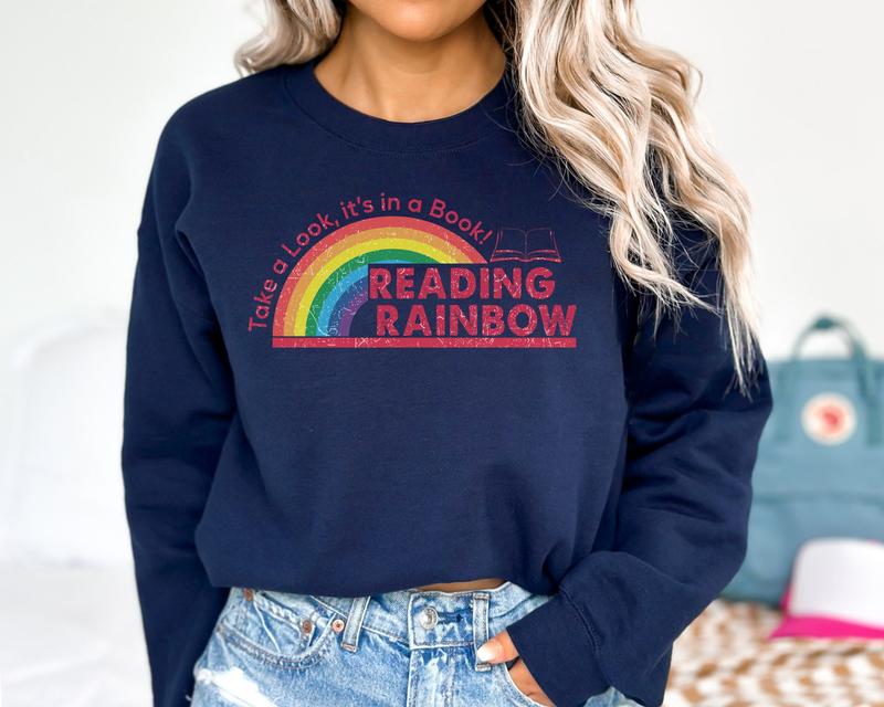 Reading Rainbow Sweatshirt, Teacher Appreciation Gift, School Shirt, Book Lover Gift, Teacher Shirt, Book Nerd... (Image 2)