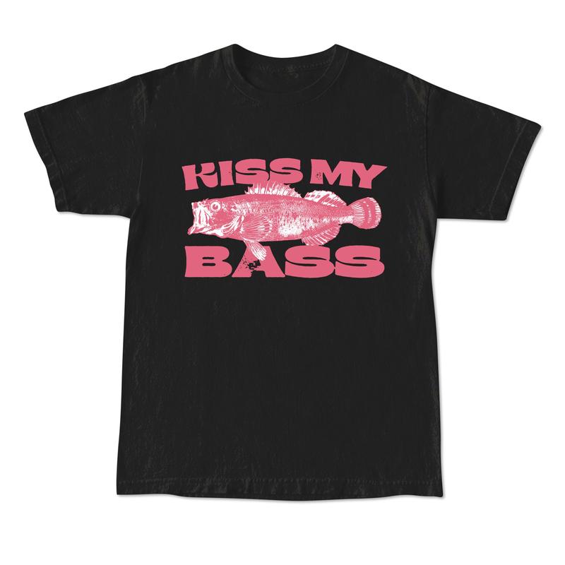 Kiss My Bass Vintage Style Fishing T-Shirt, Fisher Graphic Shirt Pink Design Limited Edition Menswear Birthday Christmas Day Menswear Birthday