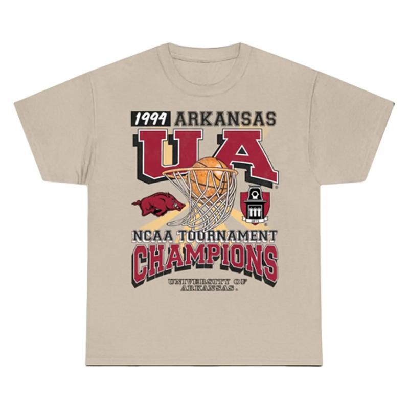 University of Arkansas Tournament Champs NC AA Merch, graphic vintage sports tees summer shirts for men