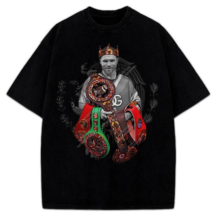 Canelo Alvarez Undisputed King Mexico Goat Saul Alvarez Boxing Vintage Style Graphic Design T-Shirt Cotton Menswear