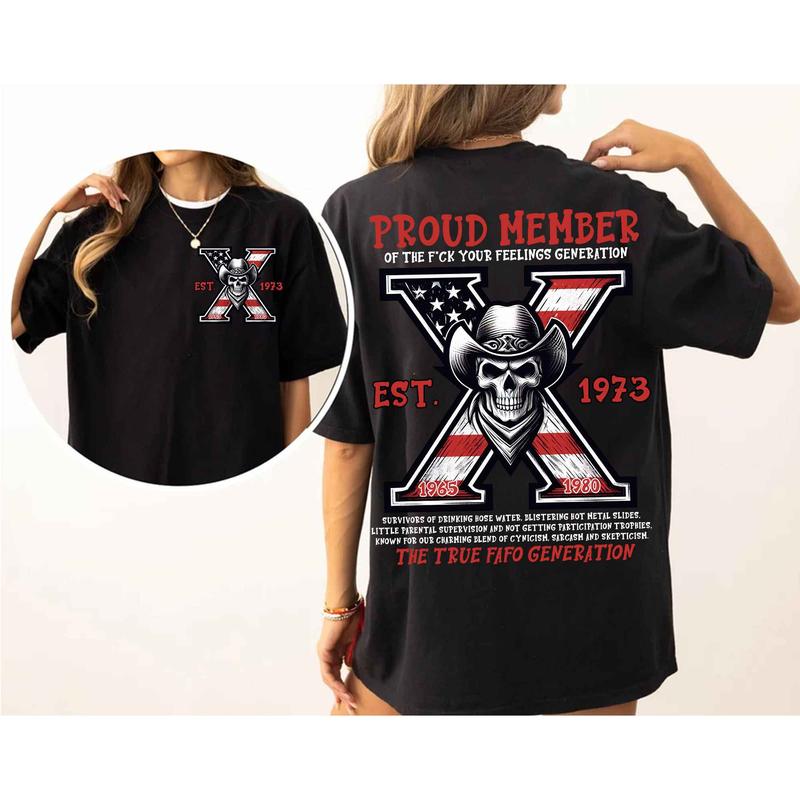Custom Year Est.1973 GenX Shirt, GenX Skull 2 Side T-shirt, Vintage 90s GenX 1965-1980 Shirt