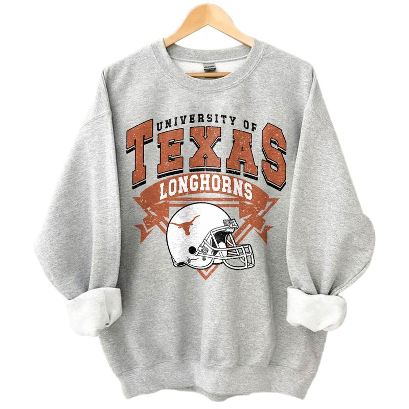 Vintage Texas Longhorns NCAA Football Shirts, Graphic University Sports Shirt, Gift for Fans, Men, Women, Unisex Cotton T-Shirt, Comfort Style