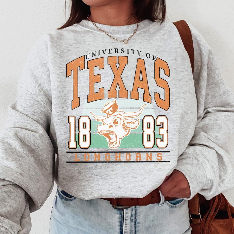 Texas Longhorns Vintage College NCAA Sweatshirt, Vintage Football Sweatshirt NCAA, Classic Sport Sweatshirt, Gifts For Football Fan Sport