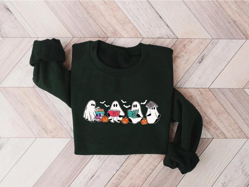 Ghost Book Shirt, Halloween Book TShirt, Bookish Ghost Sweatshirt, Book Ghosts Shirt, Ghost Halloween Shirt,... (Image 3)