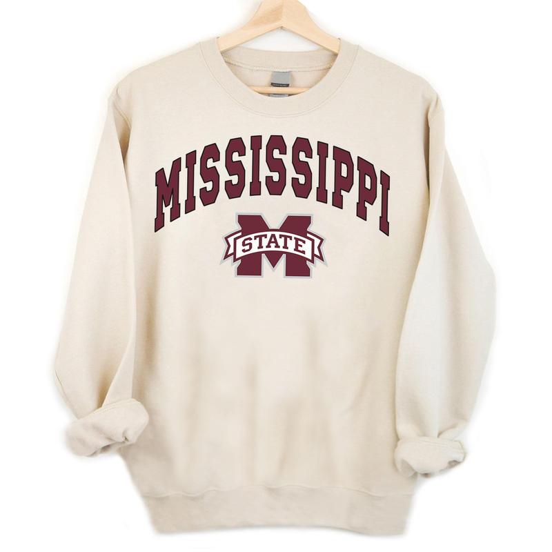 Mississippi State Bulldogs Vintage Football NCAA Sweatshirt | University Crewneck for Game Day | Unisex Cotton Tops