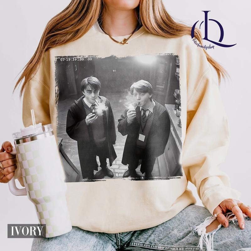 Harry and Ron Smoking T-Shirt, Funny Harry And Ron Comfort Colors Shirt, Meme 90s Vintage Shirt, Potter Tshirt, Wizarding Fan, Birthday Gift Potter