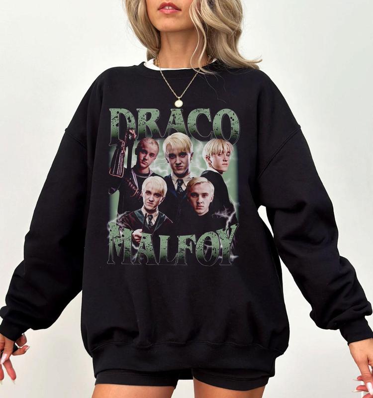 Draco Malfoy Merch, Draco Malfoy Slytherin Shirt, Retro Wizards Castle Sweatshirt, Vintage Hogwarts House Sweatshirt, Potterhead Sweatshirt Gift, Magi