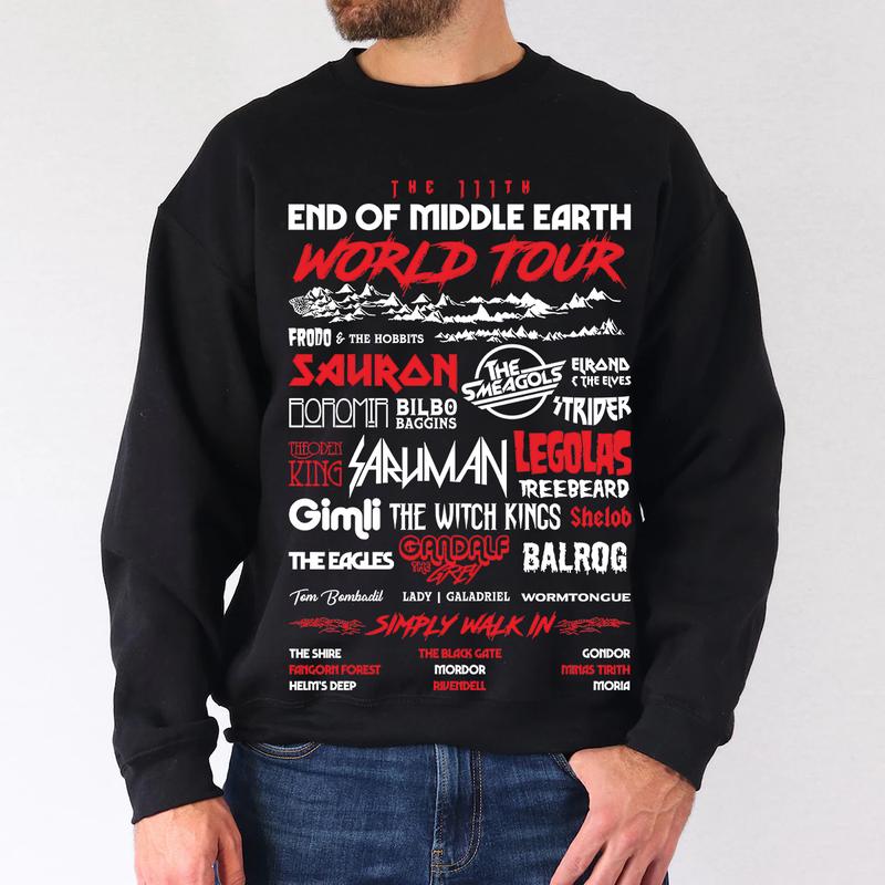 LOTR Middde Earth World Tourr T shirt Hoodie Sweatshirt