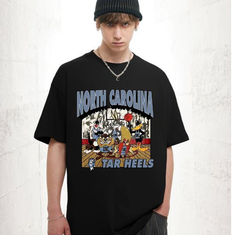 Vintage UNC Tar Heels Looney Tunes NCAA T-Shirt Unisex Menswear Casual Soft new jersey