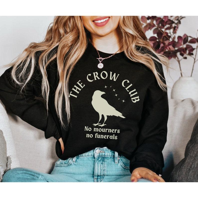 Crow club reading shirt gothic love reading sweatshirt dark academia teacher gift light academia vintage clothing literary book lover gift