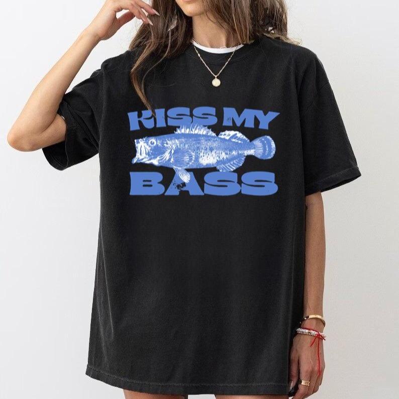 Kiss My Bass Vintage Style Fishing T-Shirt, Retro Fisher T Shirt, Fisher Gear, Fisher Graphic Shirt