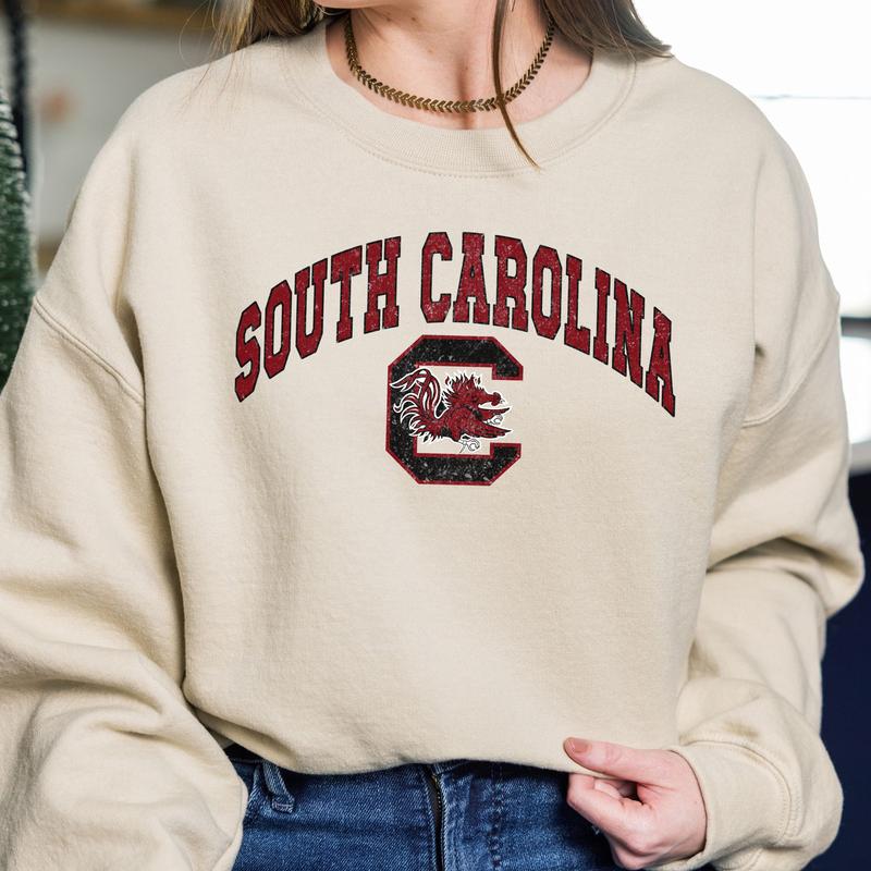 South Carolina Gamecocks Vintage Football NCAA Trendy Sweatshirt, University of South Carolina Unisex Football NCAA Shirt, Gift For Men, Gift For Girls, Crewneck, Cotton, Sweaters, Pullover