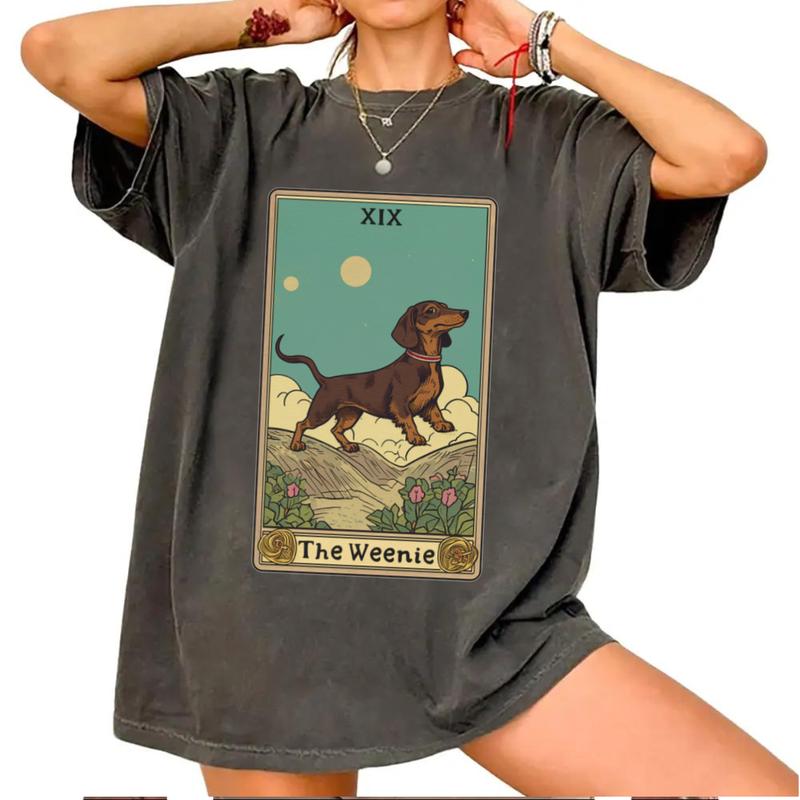 Dachshund T Shirt, Doxie Tarot Card T-Shirt Unisex Classic Cotton Hoodie Sweatshirt | TeeSparky.com (Image 4)