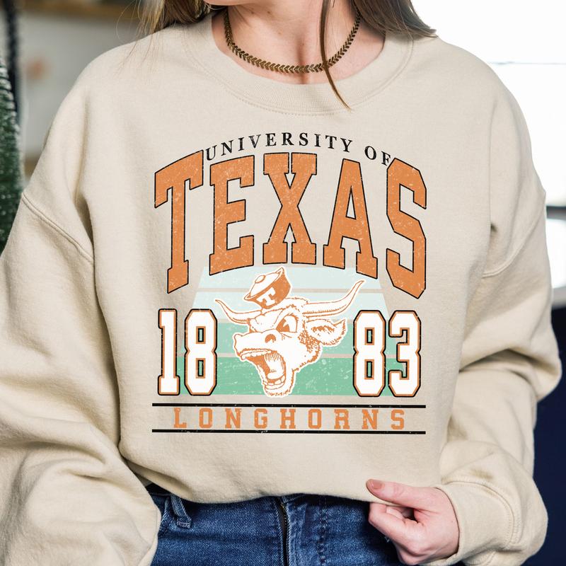 Texas Longhorns Vintage College NCAA Sweatshirt, Vintage Football Sweatshirt NCAA, Classic Sport Sweatshirt, Gifts For Football Fan Sport