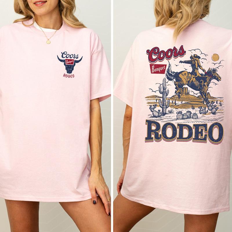 Coors Rodeo Vintage Graphic 2 Sided Shirt, Retro Rodeo T-Shirt, Wild Rodeo Yee Haw Cowboy T-shirt, Cowgirl Comfort Clothing, Cotton Fabric Tshirt, Pri