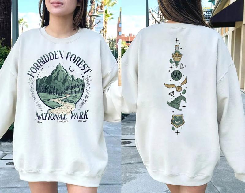 National Park Wizard 2 Side Sweatshirt, Forbidden Forest Shirt, Book Lover, Spicy Booktok, HP Inspired... (Image 1)