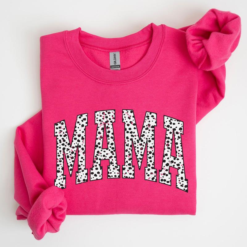 Mama, Dalmatian Print, Varsity, Retro, Vintage Sweatshirt, Crew Neck, Women's, Crewneck