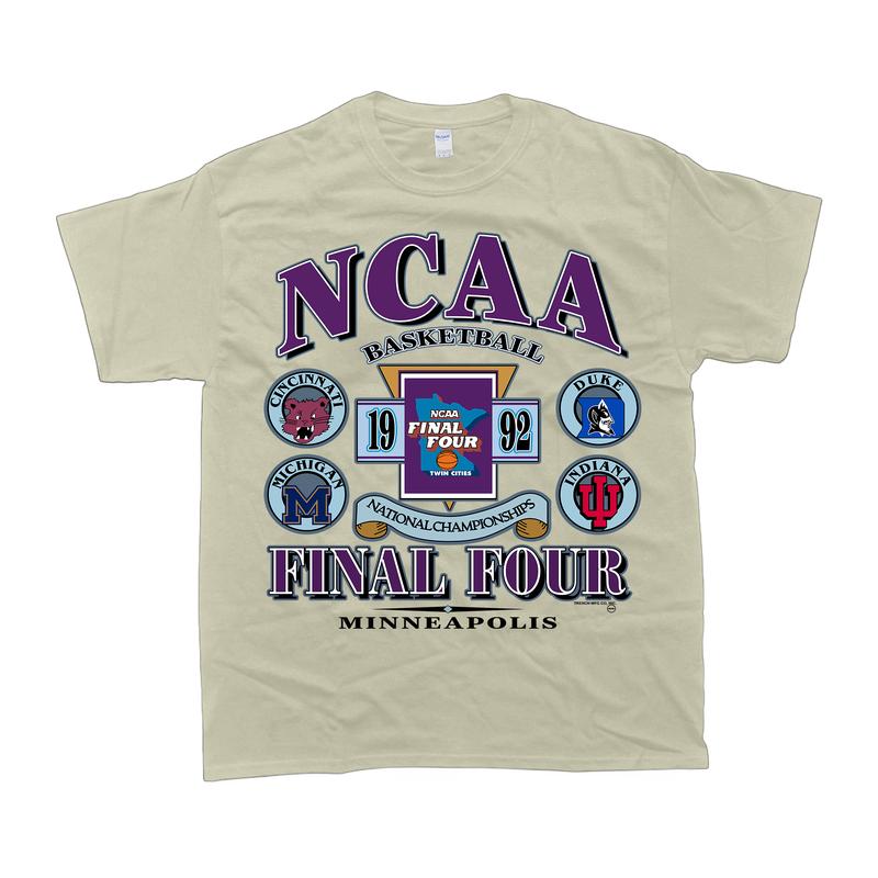 Vintage 1992 NCAA Final Four T-Shirt, Cincinnati Michigan Duke Indiana T-shirt