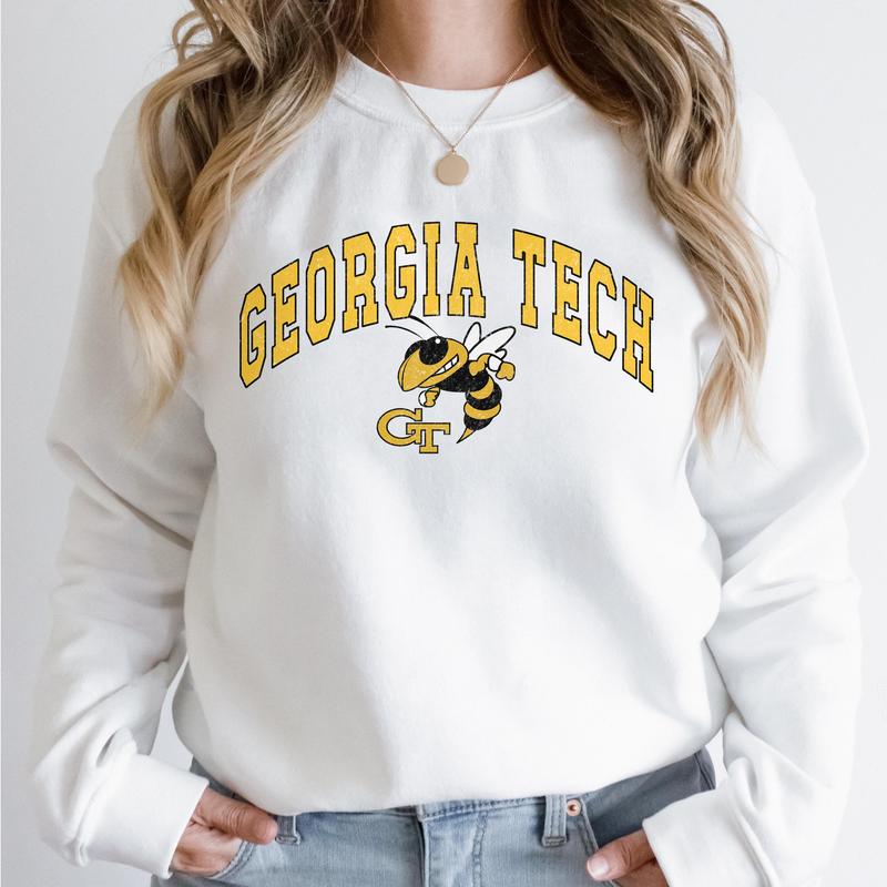 Georgia Tech Yellow Jackets Vintage Football NCAA Trendy Sweatshirt, Georgia Institute of Technology Unisex Football NCAA Shirt, Gift For Men, Gift Fo