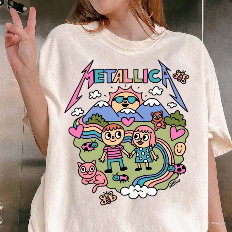 Vintage Metallica Rainbow Tshirt Happy Time Shirt Metallica 90s Records Rock Gift for Friends