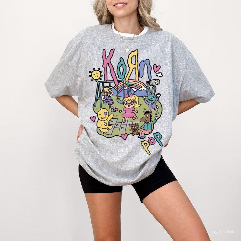 Vintage Korn Pop Tshirt Rainbow Korn Cute Tshirt Casual Cotton