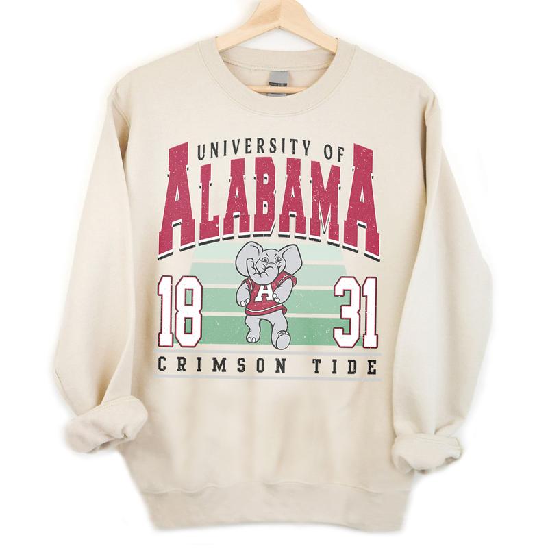Alabama Crimson Tide Vintage Football NCAA Sweatshirt - Tshirt - Hoodie, University of Alabama Unisex Football NCAA Shirt, Unisex Vintage NCAA Shirt, Classic Football Shirt, Gifts For Football Fan Sport, Cotton, Sweatshirt, Unisex Clothing