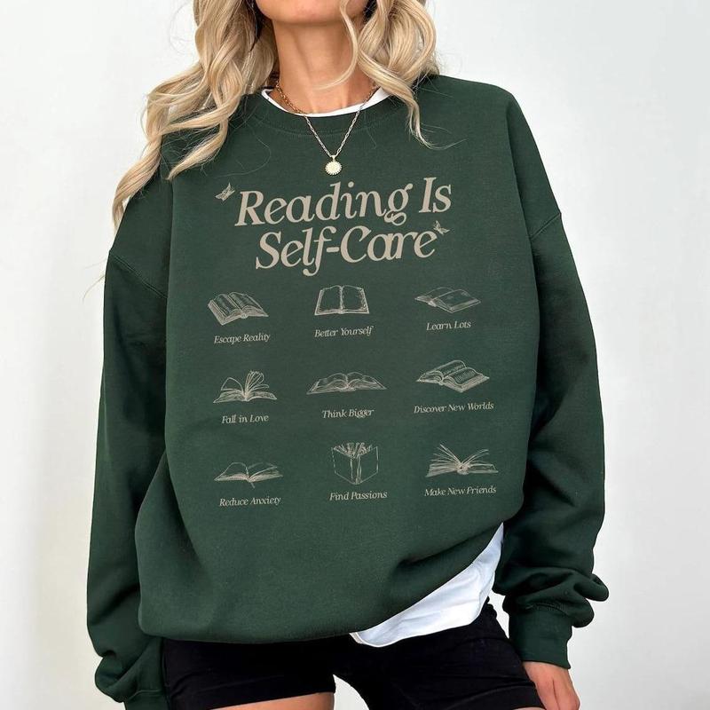 Reading Is SelfCare Sweatshirt, Bookish Mental Health Sweatshirt, Read More Book Lover Bookworm Romance Book... (Image 1)