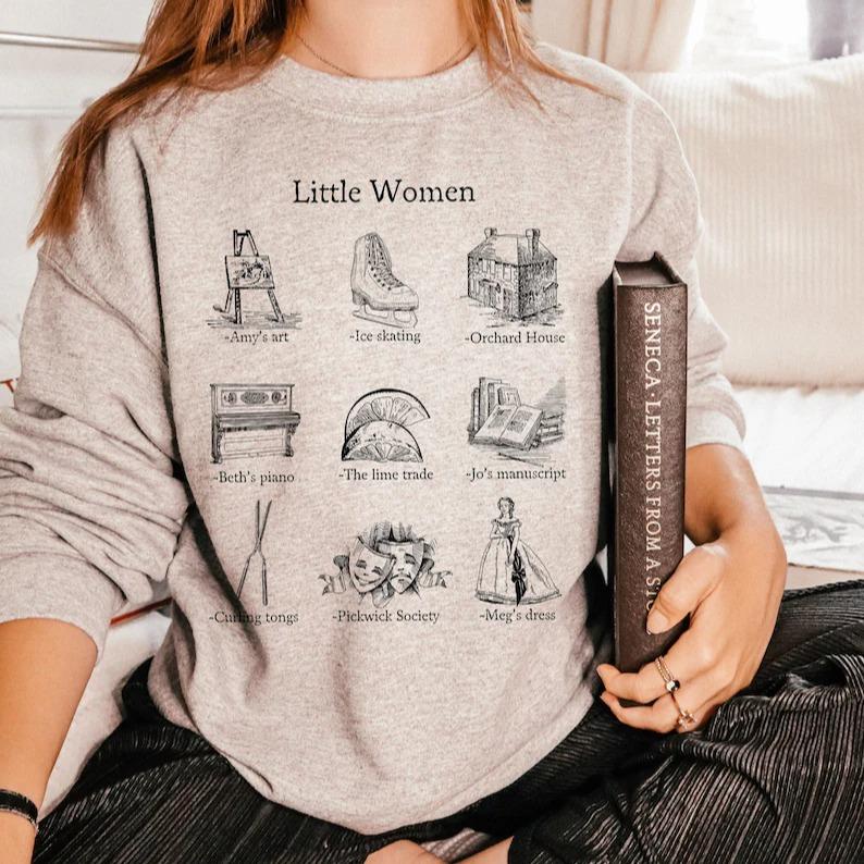 Little Women Icon Chart Sweatshirt Cottagecore Jo Meg Beth Amy March Sisters Orchard House Book Fandom Merch... (Image 4)